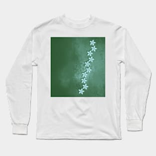 Beautiful blue flowers and green grunge texture Long Sleeve T-Shirt